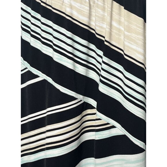 Chicos Black Tan Striped Pull On Maxi Skirt Size 0 (S) Fall Casual - Picture 12 of 14